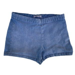 Free People High Waisted Side Zip Medium Wash Mini Denim Shorts 29